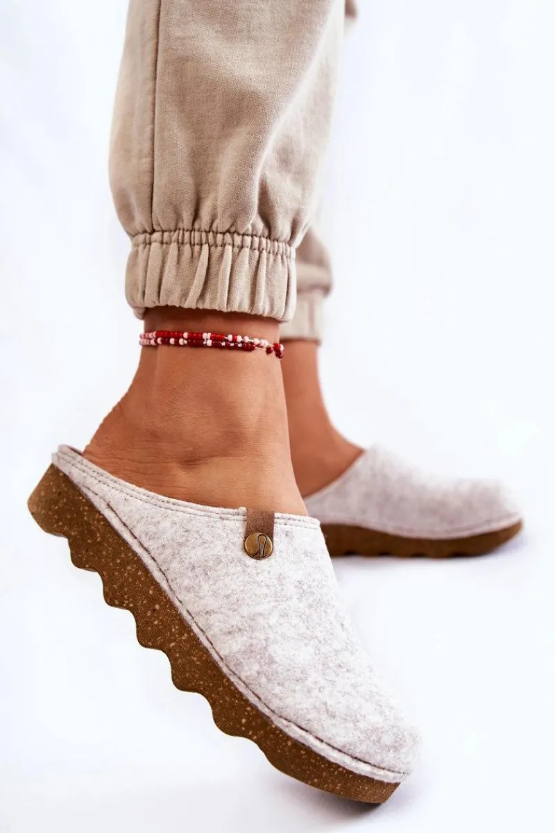 Online Domowe Papcie Klapki Profilaktyczne DK-08-002 Beżowe Damskie Kapcie Klasyczne|Klapki Damskie Klasyczne