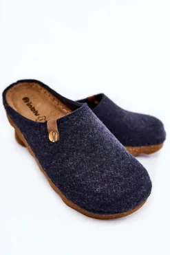 Hot INBLU Domowe Papcie Klapki Profilaktyczne DK-08-041 Granatowe