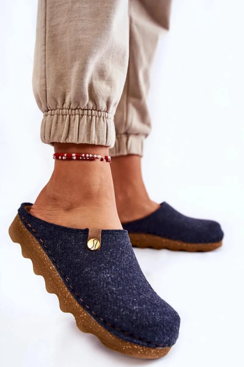 Hot INBLU Domowe Papcie Klapki Profilaktyczne DK-08-041 Granatowe