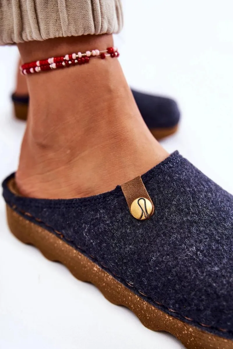 Hot INBLU Domowe Papcie Klapki Profilaktyczne DK-08-041 Granatowe