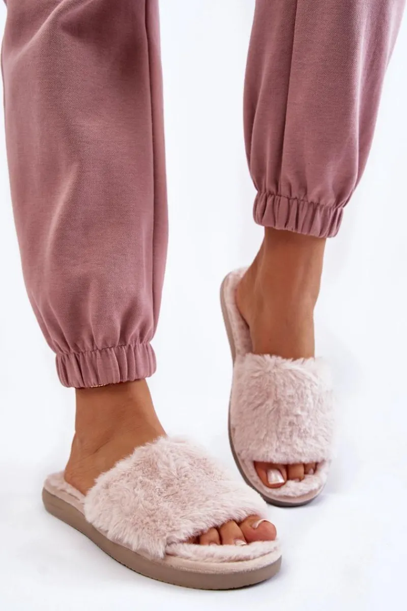 Kapcie Klasyczne|Klapki Z Futerkiem>INBLU Domowe Papcie Klapki Z Futerkiem EK-05-011 Beżowe