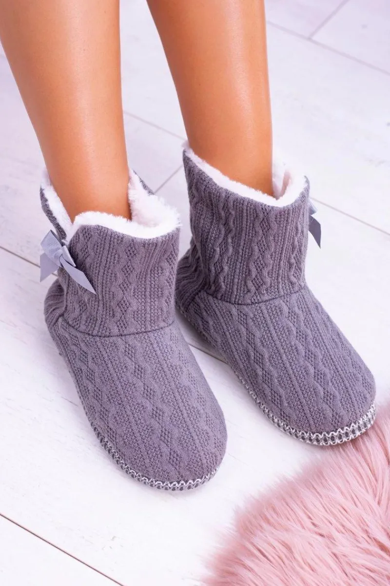 Sale Buty damskie Vinceza Domowe Szare Damskie Ocieplane Botki Papcie Duffy