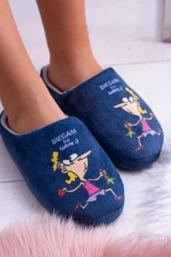 New Boto Dreex Pluszowe Damskie Granatowe Papcie Biegam Bo Lubię