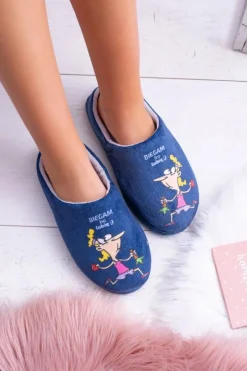 New Boto Dreex Pluszowe Damskie Granatowe Papcie Biegam Bo Lubię