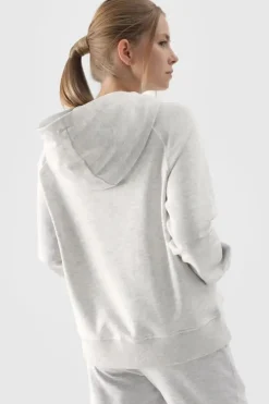 Online 4F Dresowa Bluza Damska Z Kapturem Nierozpinana WMM00TSWSF1468-27M Szara Szary