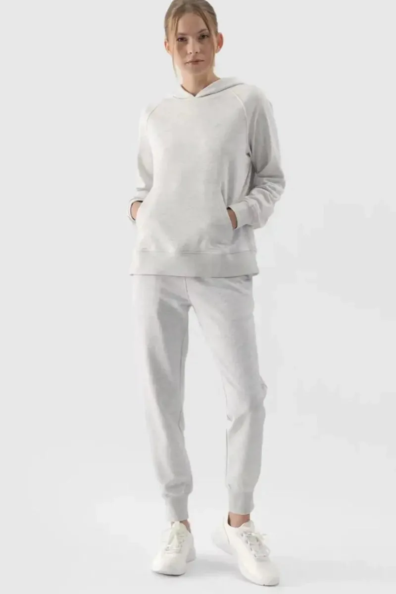 Online 4F Dresowa Bluza Damska Z Kapturem Nierozpinana WMM00TSWSF1468-27M Szara Szary