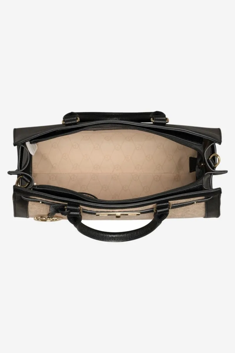 Outlet Duża Klasyczna Torebka R1710-C015 Beżowo-Czarna Torebki Nobo|Torebki Klasyczne