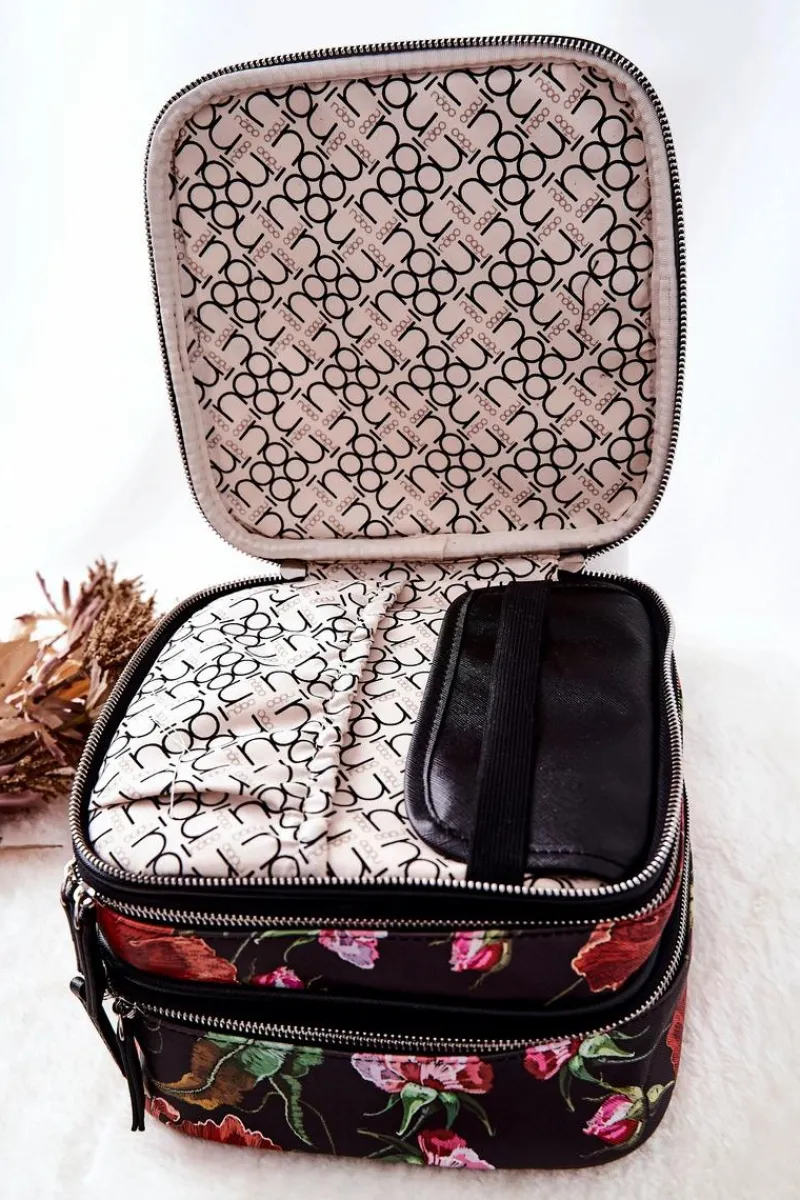 Kosmetyczki Damskie>Nobo Duża Kosmetyczka Kwiaty L0020-CM05 Brązowa