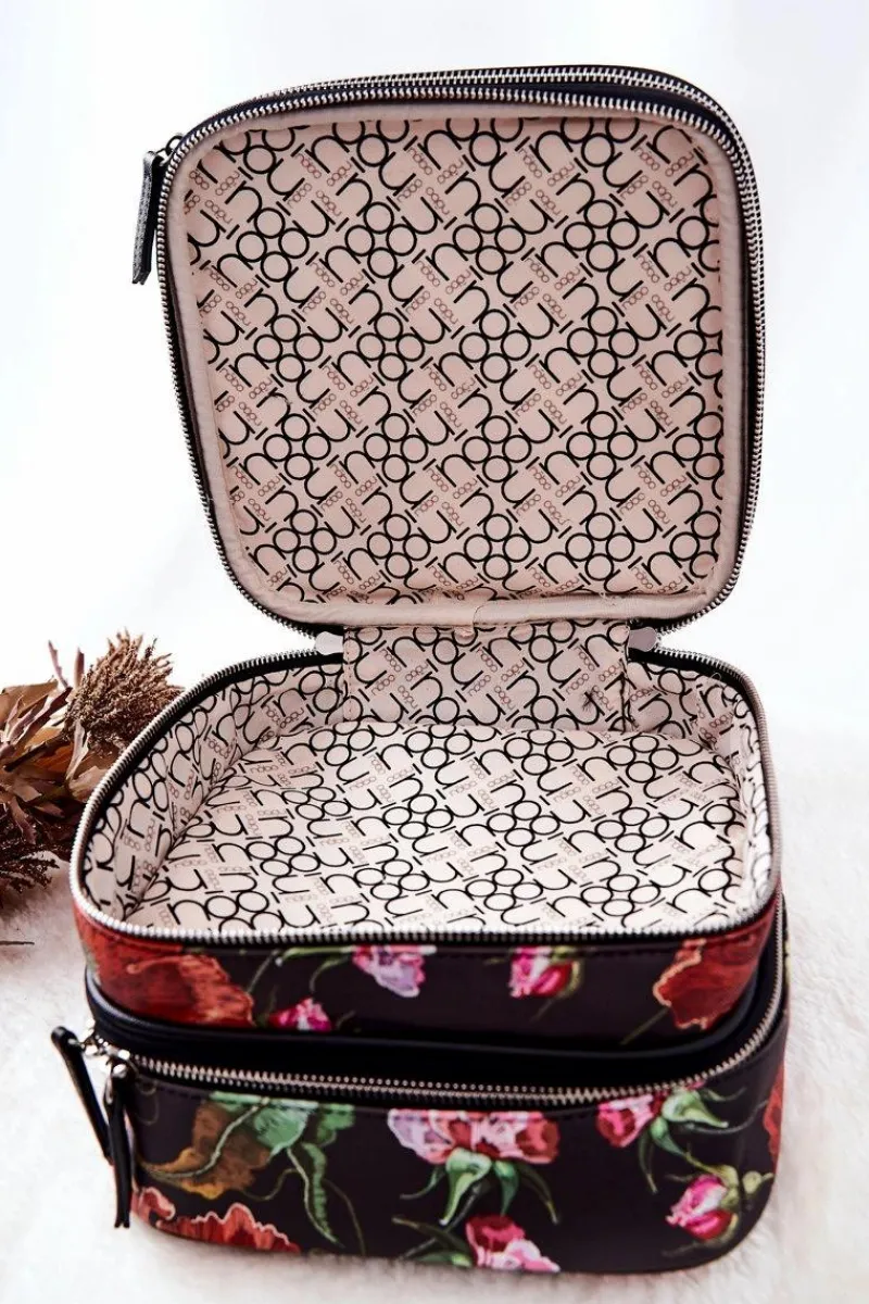 Kosmetyczki Damskie>Nobo Duża Kosmetyczka Kwiaty L0020-CM05 Brązowa