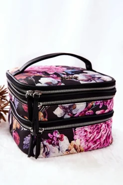 Hot Nobo Duża Kosmetyczka Kwiaty L0020-CM04 Czarna
