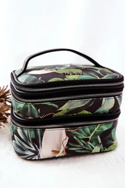 Clearance Duża Kosmetyczka Liście L0020-CM08 Czarna Damskie Kosmetyczki Damskie