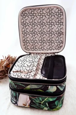 Clearance Duża Kosmetyczka Liście L0020-CM08 Czarna Damskie Kosmetyczki Damskie