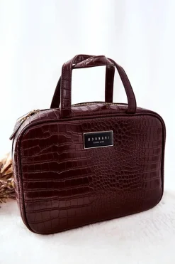 Discount Duża Kosmetyczka CSM0080-017 Brązowa Damskie Kosmetyczki Damskie