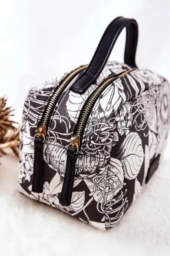 Clearance Duża Kosmetyczka Kwiaty L0040-CM00 Czarna Damskie Kosmetyczki Damskie