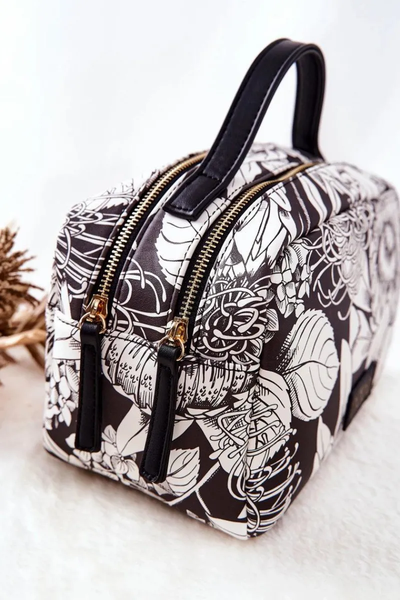 Clearance Duża Kosmetyczka Kwiaty L0040-CM00 Czarna Damskie Kosmetyczki Damskie