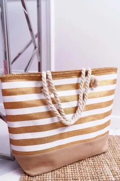 Best Duża Plażowa Torebka Shopper Złota Torebki Plażowe