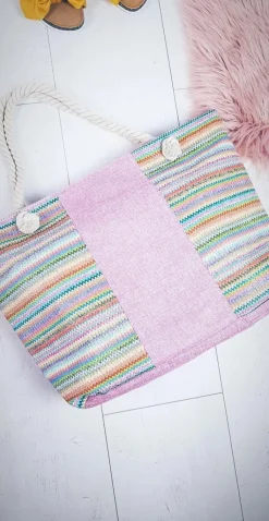 New Duża Plażowa Torebka Worek ze Sznurem Różowa Torebki Plażowe