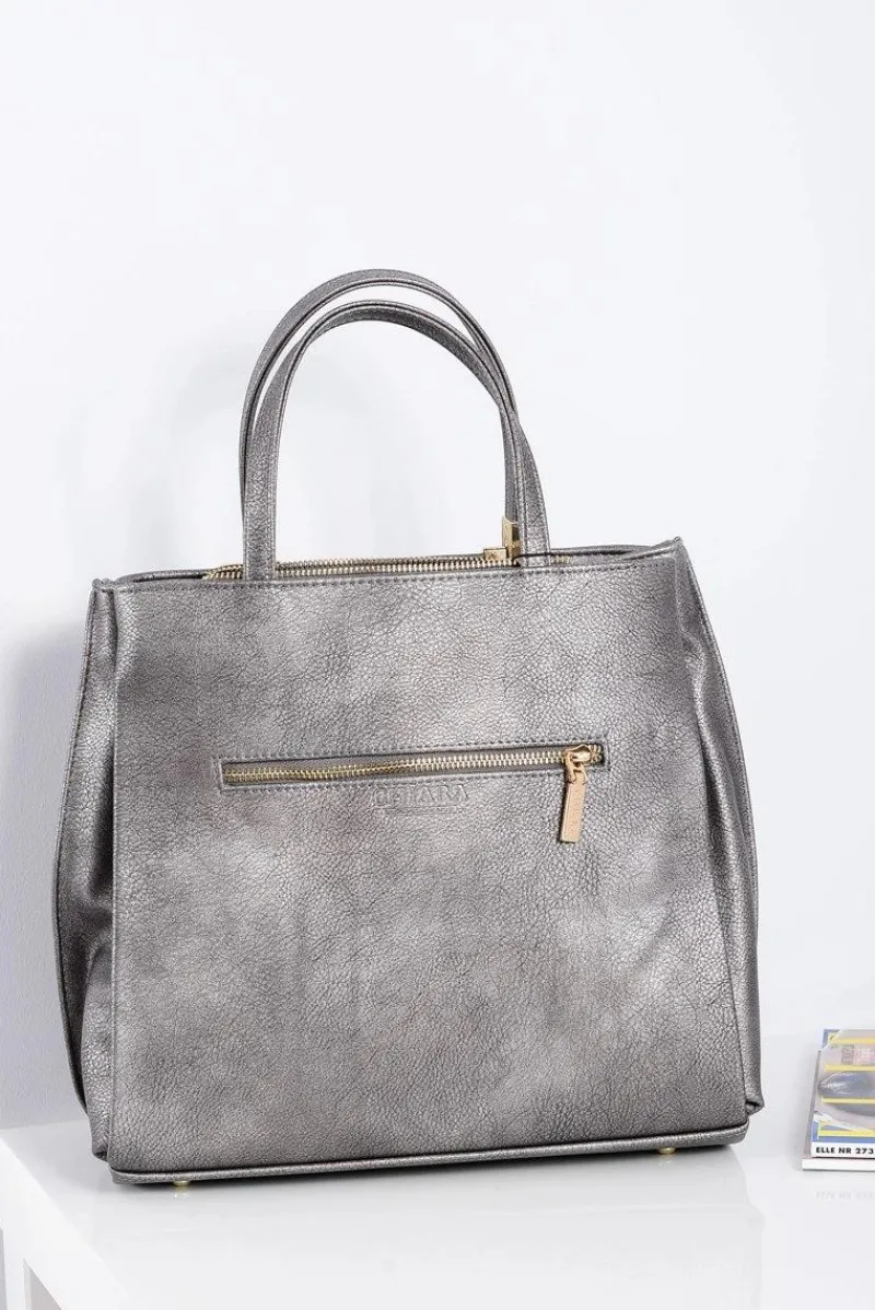 Torebki Nobo|Torebki Kuferki>Boto Duża Srebrna Torebka Damska + Saszetka + Lustereczko POLSKA