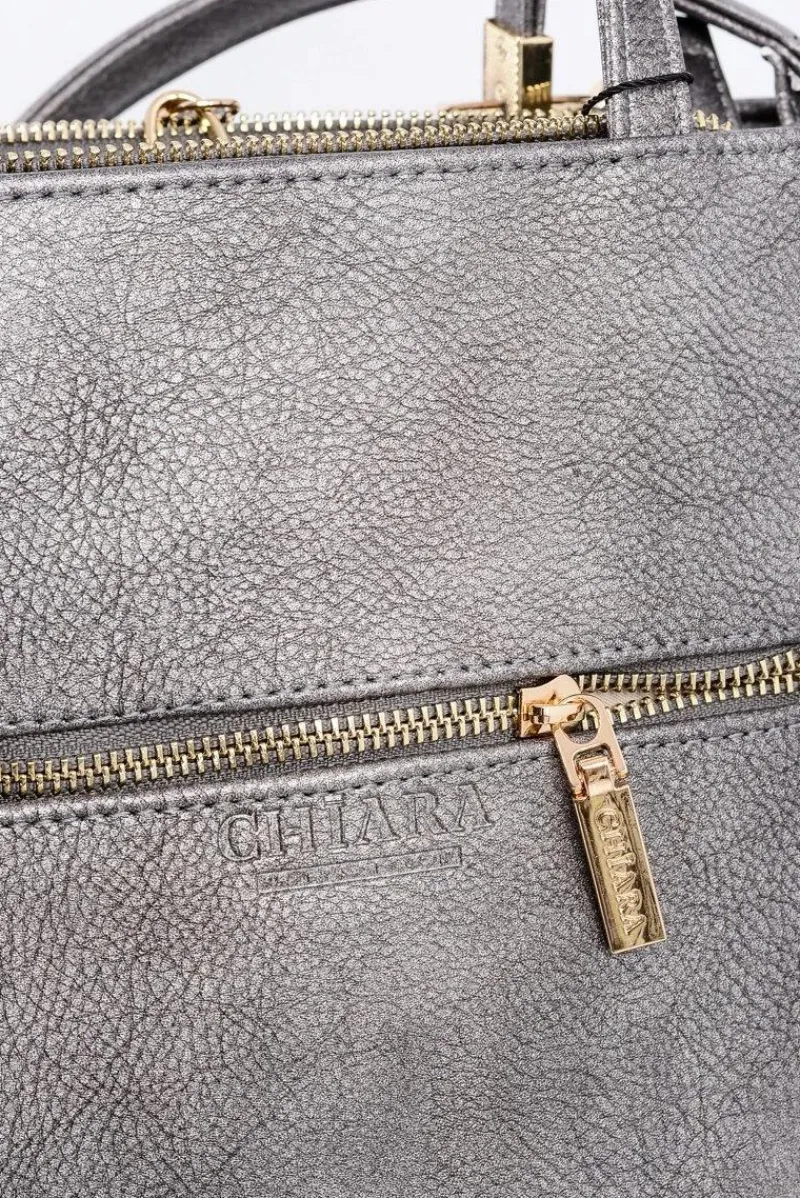 Torebki Nobo|Torebki Kuferki>Boto Duża Srebrna Torebka Damska + Saszetka + Lustereczko POLSKA