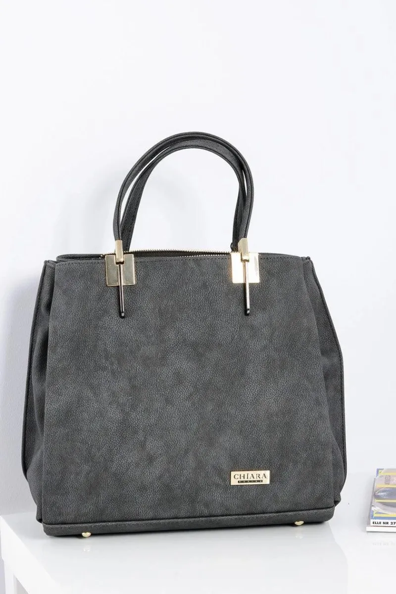 Torebki Nobo|Torebki Kuferki>Boto Duża Szara Torebka Damska + Saszetka + Lustereczko POLSKA