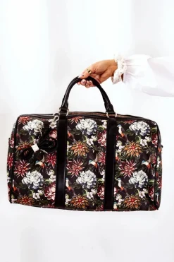 Discount Nobo Duża Torba Podróżna M3150-CM20 Kwiaty Czarna