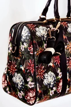 Discount Nobo Duża Torba Podróżna M3150-CM20 Kwiaty Czarna