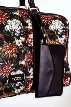 Discount Nobo Duża Torba Podróżna M3150-CM20 Kwiaty Czarna