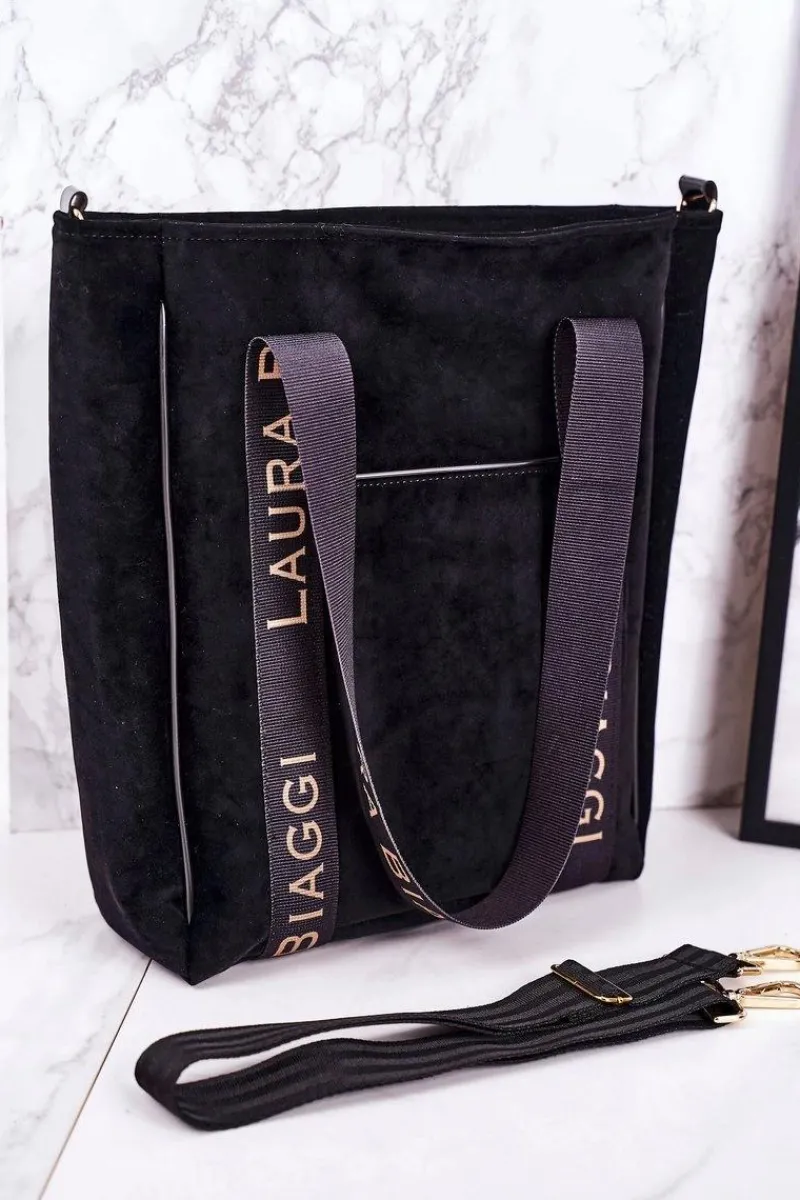 Torebki Klasyczne>Boto Duża Torba Shopper Z Odpinanym Paskiem LAURA BIAGGI Czarna