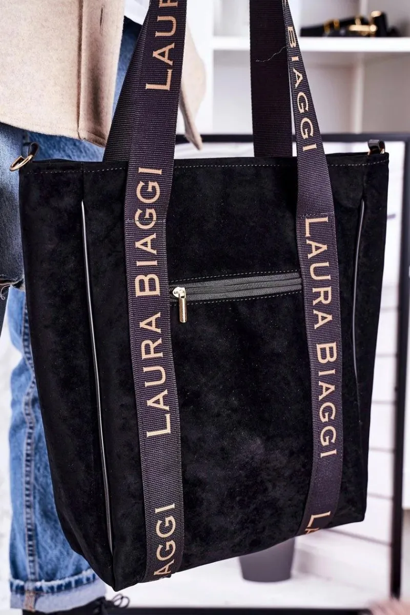 Torebki Klasyczne>Boto Duża Torba Shopper Z Odpinanym Paskiem LAURA BIAGGI Czarna