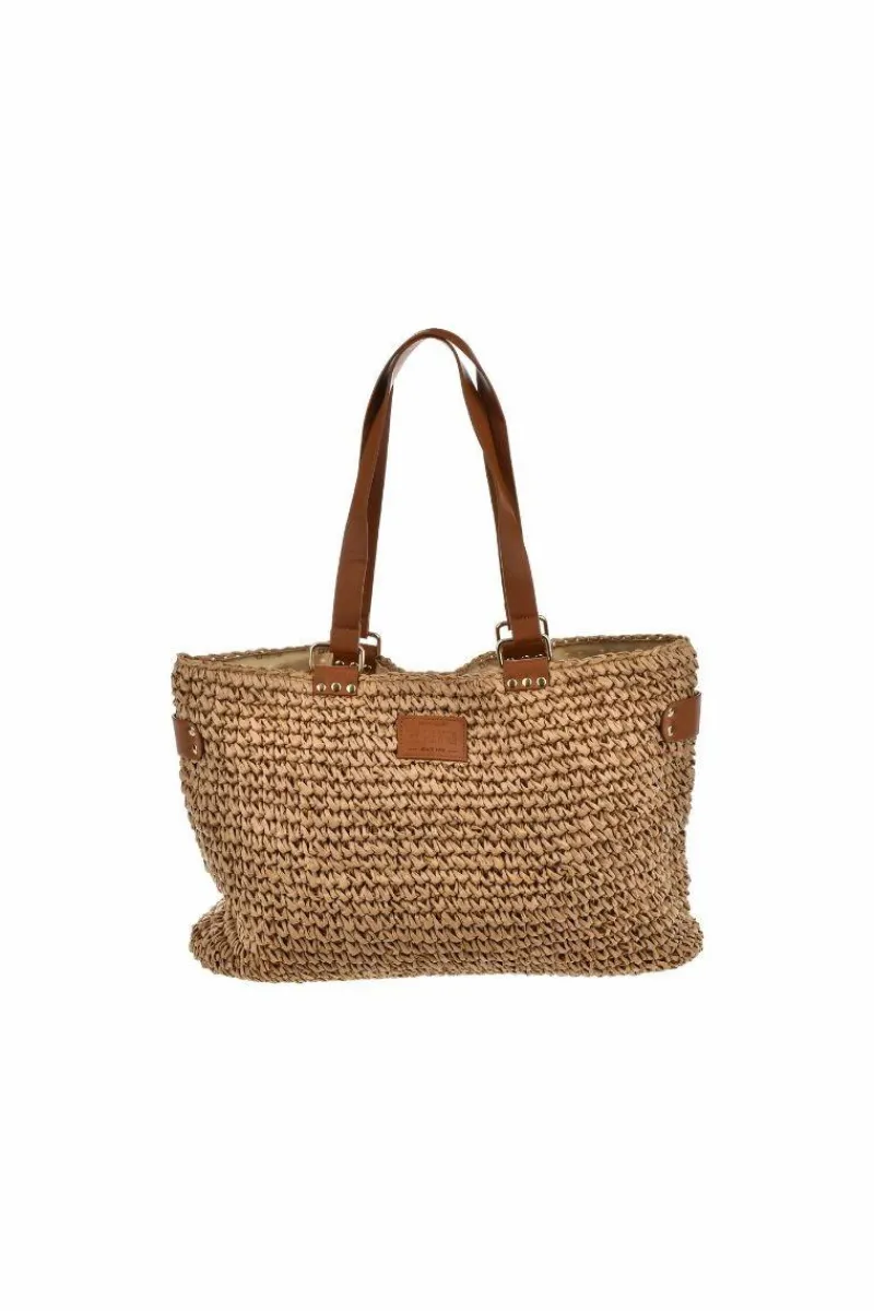 Sale Duża Torba Z Plecionki Big Star NN574107 Beżowa Torebki Plażowe|Torebki Klasyczne