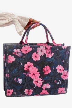 Sale Boto Duża Torebka W Kwiaty Czarno-Różowa Mooch Różowy