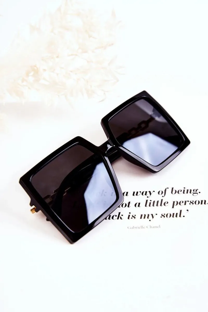 Best Boto Duże Okulary Przeciwsłoneczne Kwadratowe V130043 Czarno-Złote