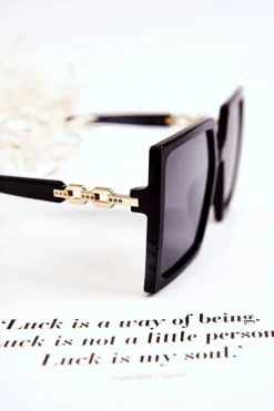 Best Boto Duże Okulary Przeciwsłoneczne Kwadratowe V130043 Czarno-Złote