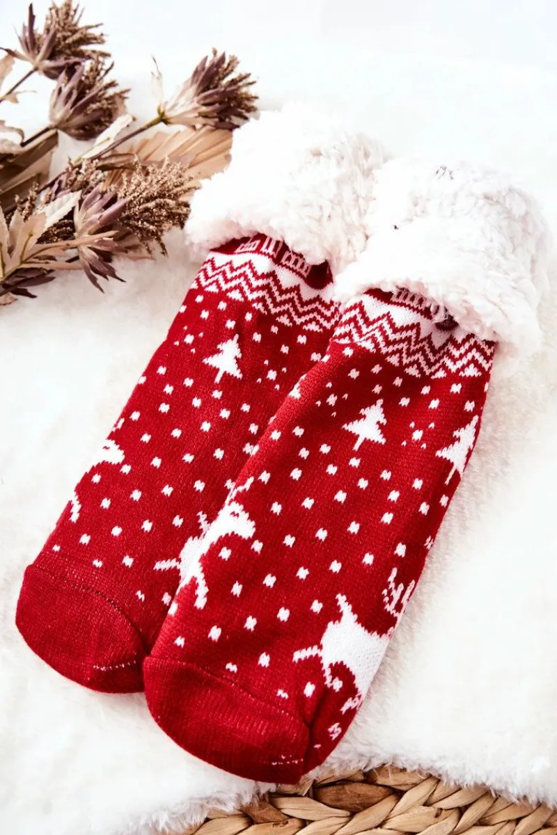 Hot Długie Skarpetki Świąteczny Wzór Renifer Czerwone Skarpetki|Skarpetki