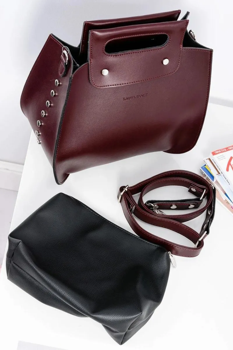 Torebki Nobo|Torebki Kuferki>Boto Duży Damski Bordowy Kuferek Torebka Na Ramię Do Ręki