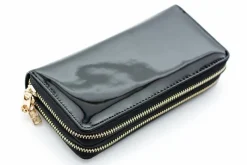 Best Duży Damski Czarny Lakierowany Portfel Portfele