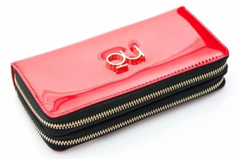 Duży Damski Czerwony Lakierowany Portfel Portfele