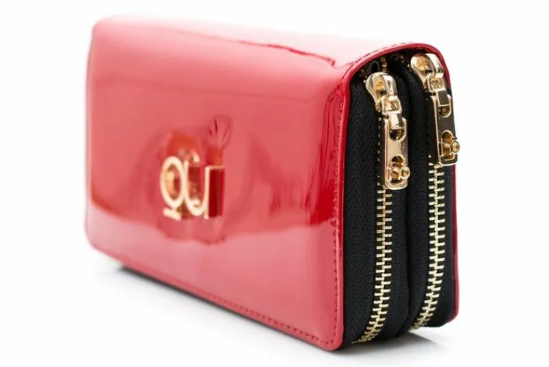 Duży Damski Czerwony Lakierowany Portfel Portfele