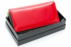 Duży Damski Czerwony Lakierowany Portfel Portfele