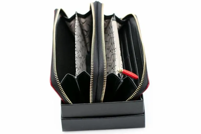 Duży Damski Czerwony Lakierowany Portfel Portfele