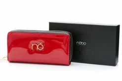 Duży Damski Czerwony Lakierowany Portfel Portfele