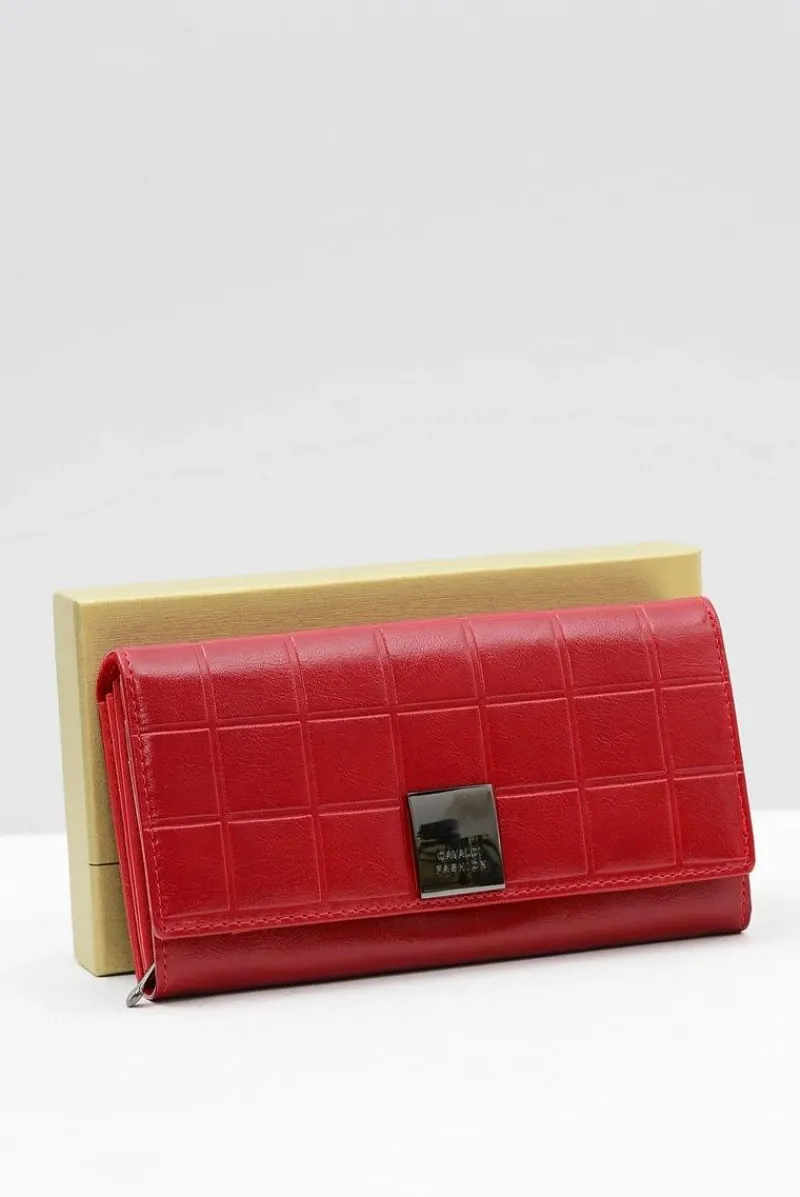 Best Boto Duży Damski Pikowany Czerwony Portfel