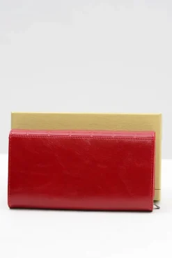 Best Boto Duży Damski Pikowany Czerwony Portfel