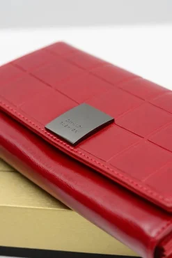 Best Boto Duży Damski Pikowany Czerwony Portfel