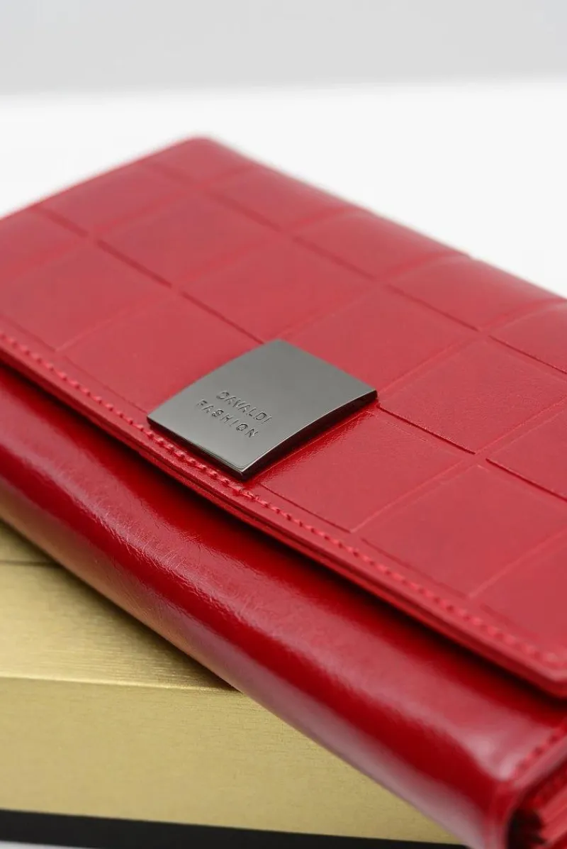 Best Boto Duży Damski Pikowany Czerwony Portfel