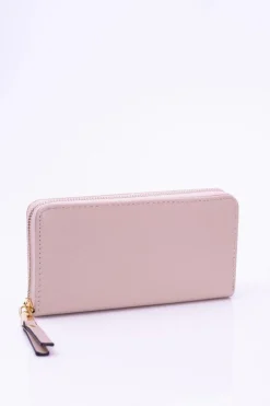 Best Duży Damski Prążkowany Beżowy Portfel Złote Okucia Portfele