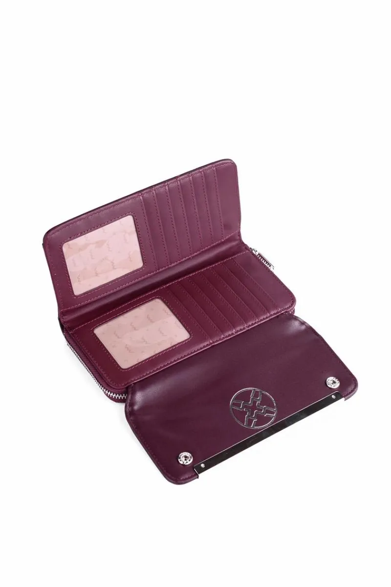 Sale Duży Damski Skórzany Portfel Bordowy Elissie Portfele