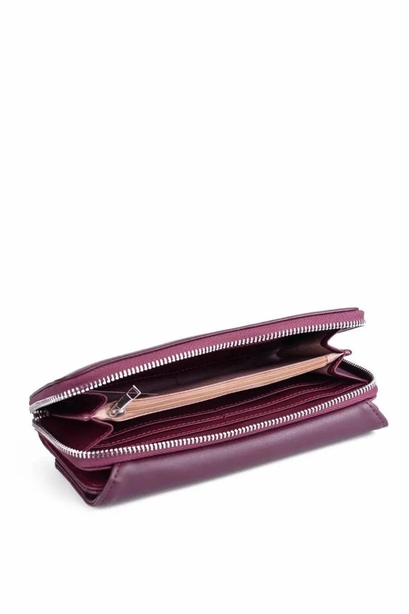 Sale Duży Damski Skórzany Portfel Bordowy Elissie Portfele