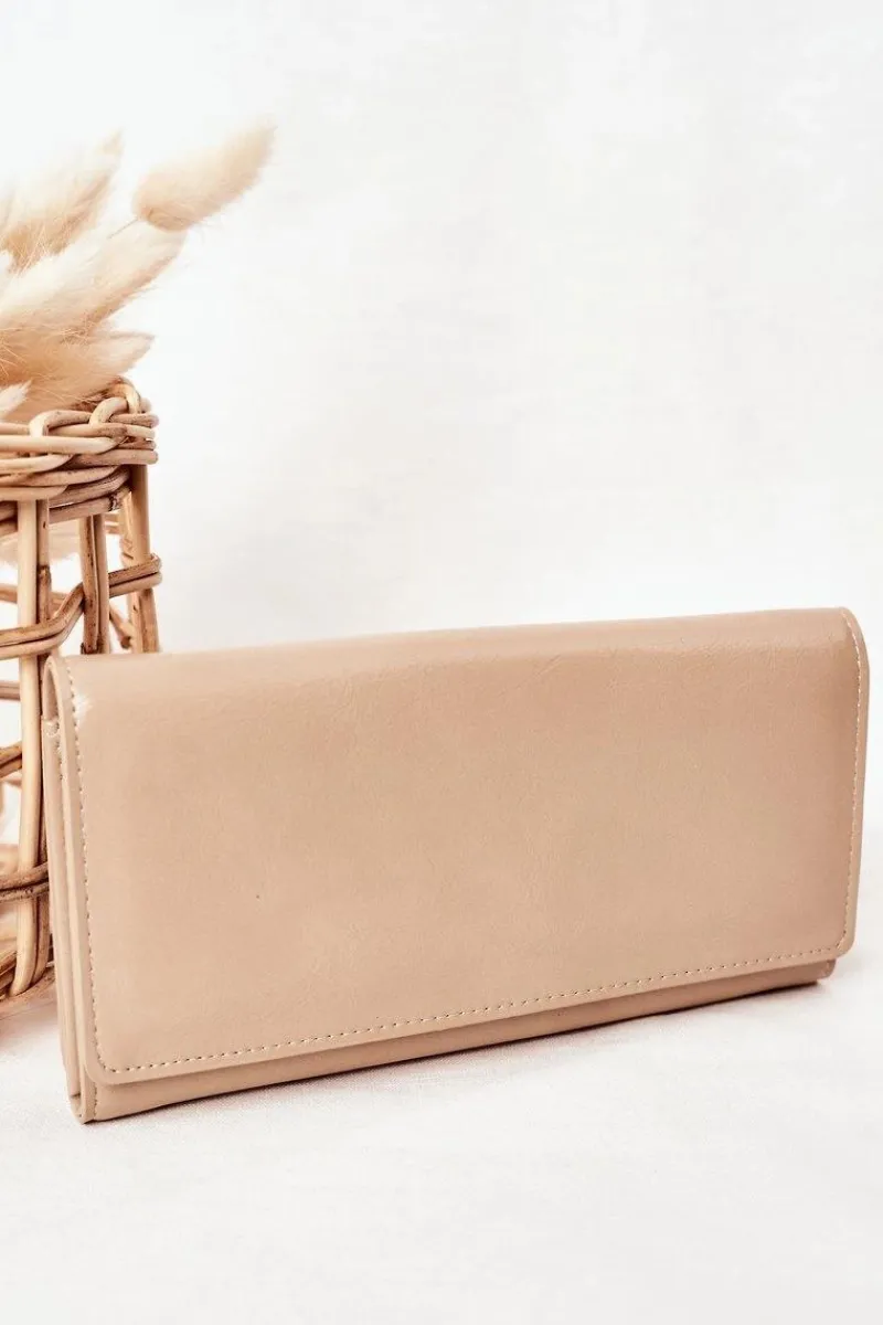 Best Boto Duży Portfel Damski Na Magnes Beżowy