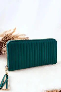 Best Duży Portfel Pikowany Z Paseczkiem Zielony Portfele
